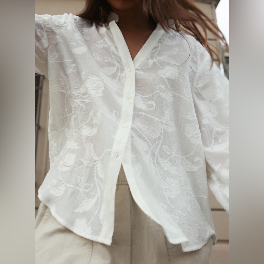 Zara Floral Burnout Shirt